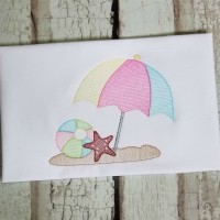 Beach Umbrella Machine Embroidery Design - Sketch Stitch